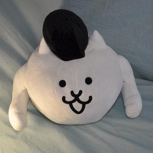 plush black and white mohawk battle cats stuffed animal (w1029)